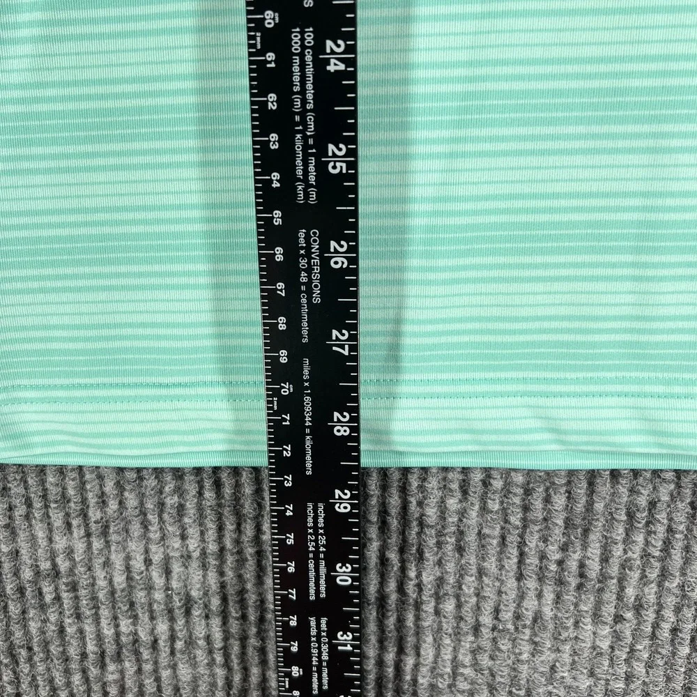 Under Armour Polo Shirt Mens Small Green Striped Short Sleeve Loose Fit Heat